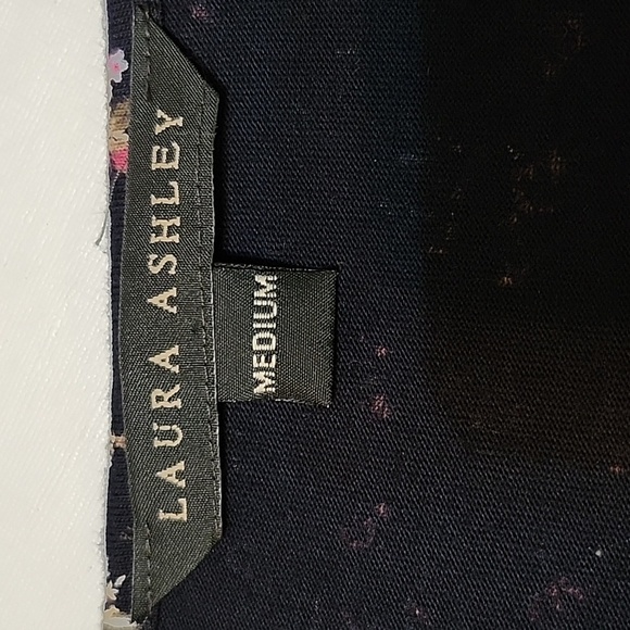 Laura Ashley 100% Cotton Dark Blue Ditsy Floral Midi Dress, Sz M EUC - Picture 7 of 8